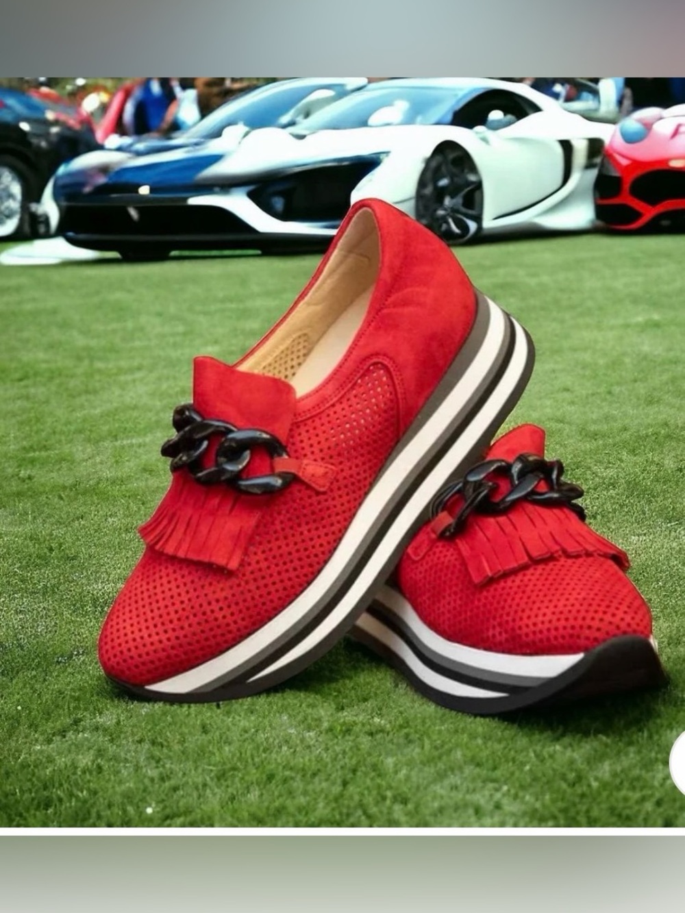SOFTWAVES CADIE FERRARI SLIP-ON PLATFORM SNEAKER   SZ 37.5
